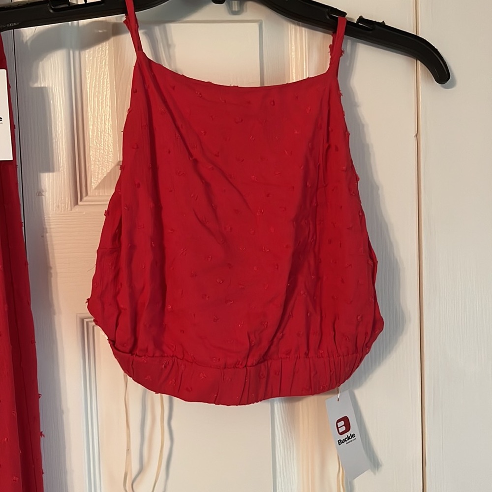 Red Womens top and pant set. - Picture 2 of 5